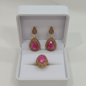 Ruby earrings with ring