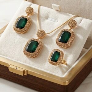 Emerald in green stone