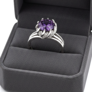 Silver ring with amethyst stone