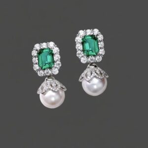 Silver and green earrings