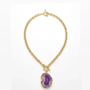 Chain with natural stone pendant (10 inches