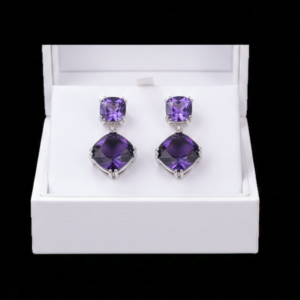 Zircon earrings in purple