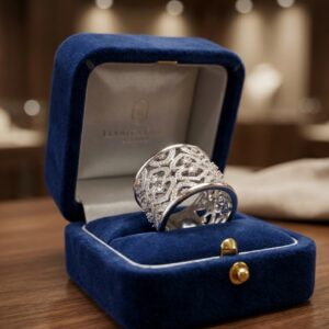 Silver band with small zircons