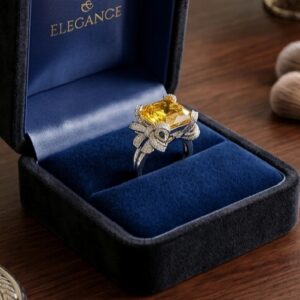 Silver ring with yellow(adjustable
