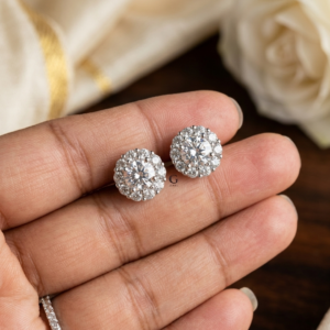 Silver studs with zircon