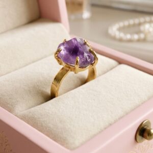raw amethyst ring