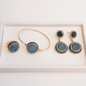 Bangle, ring and earrings