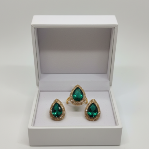 Crystal look earrings with ring