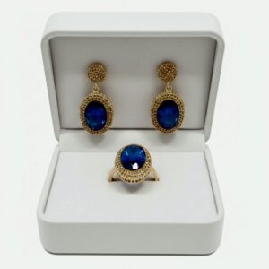 Crystal look earrings with ring